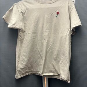 Riot Society Cream Short Sleeve Tee with Embroidered Detail